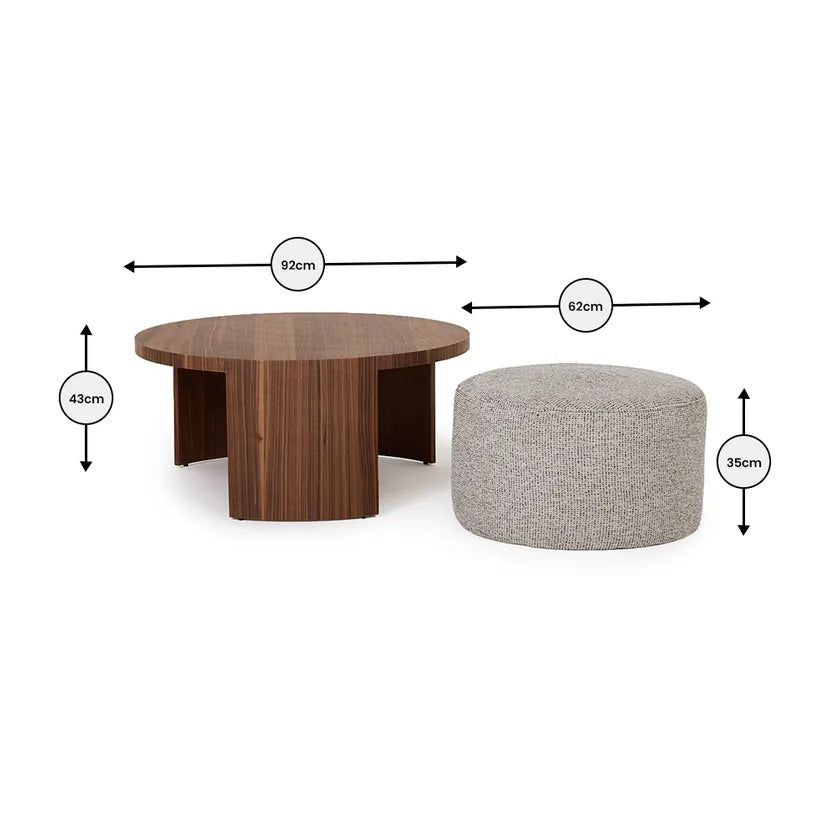 Togg 3-delat set – soffbord, pall & sidobord, vit & brun