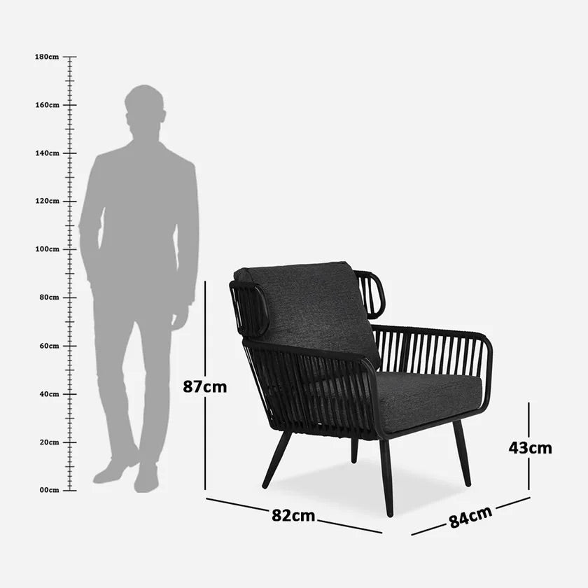 Greta loungefåtölj, grå och svart