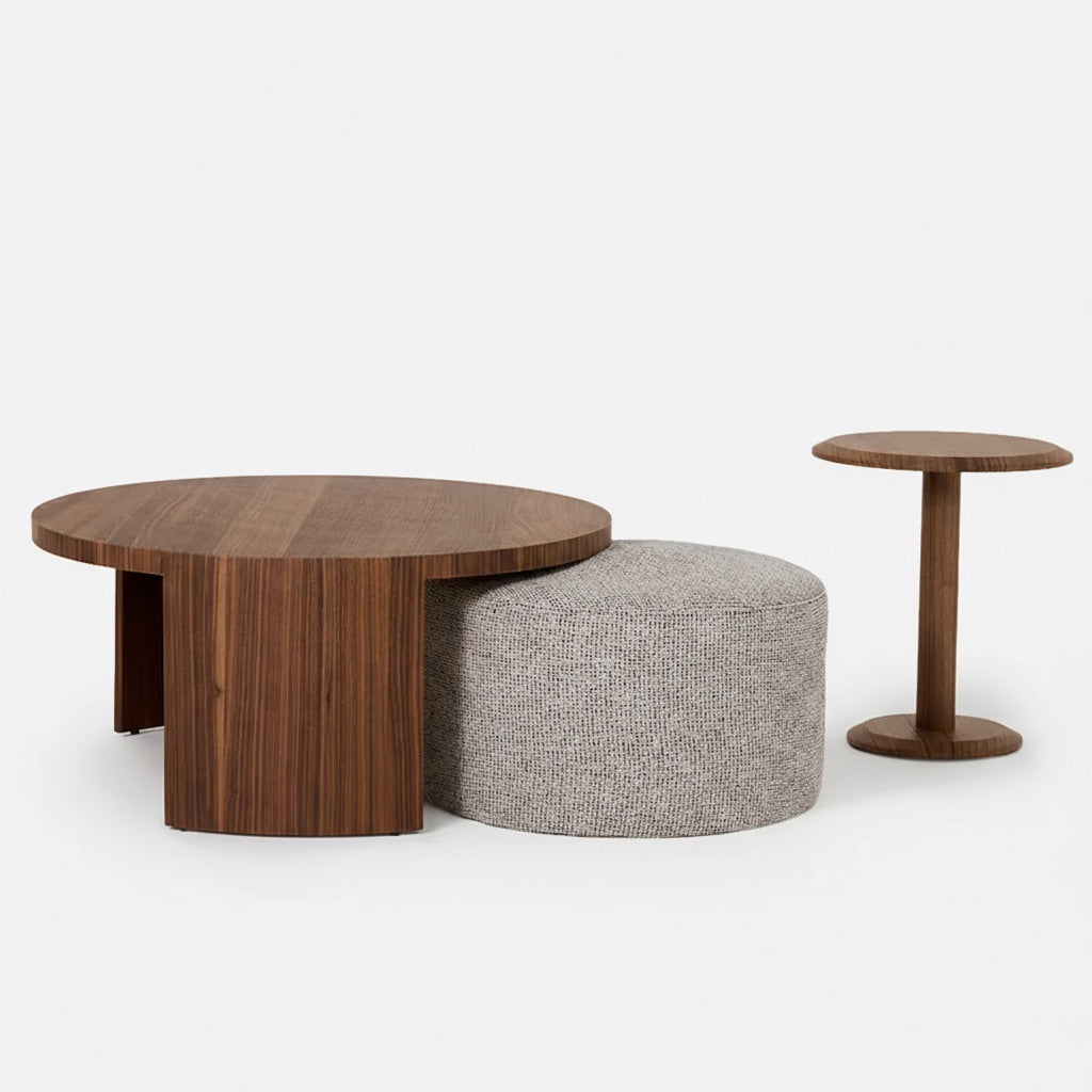 Togg 3-delat set – soffbord, pall & sidobord, vit & brun