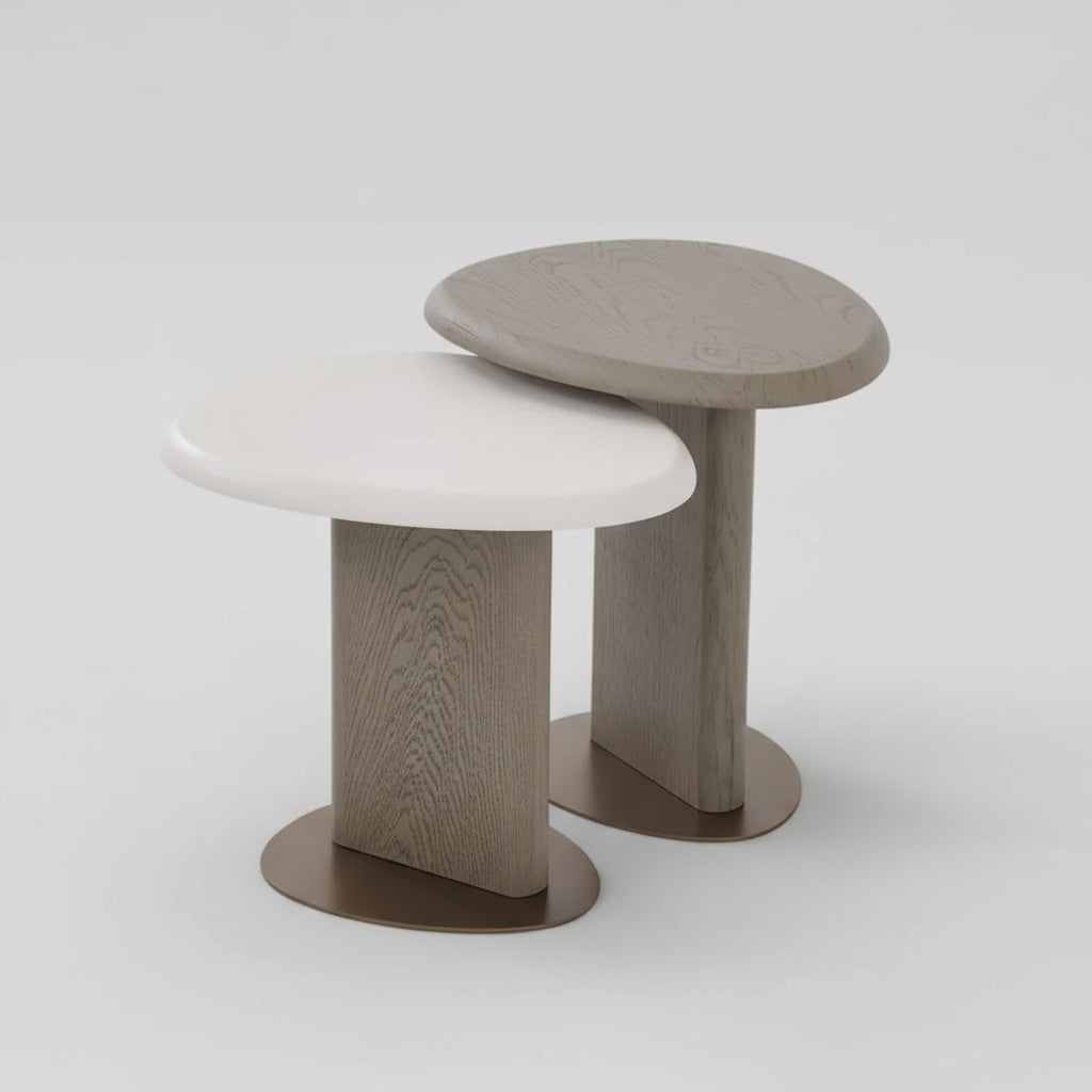 Ayla satsbordset, vit & brun – 2-delat set